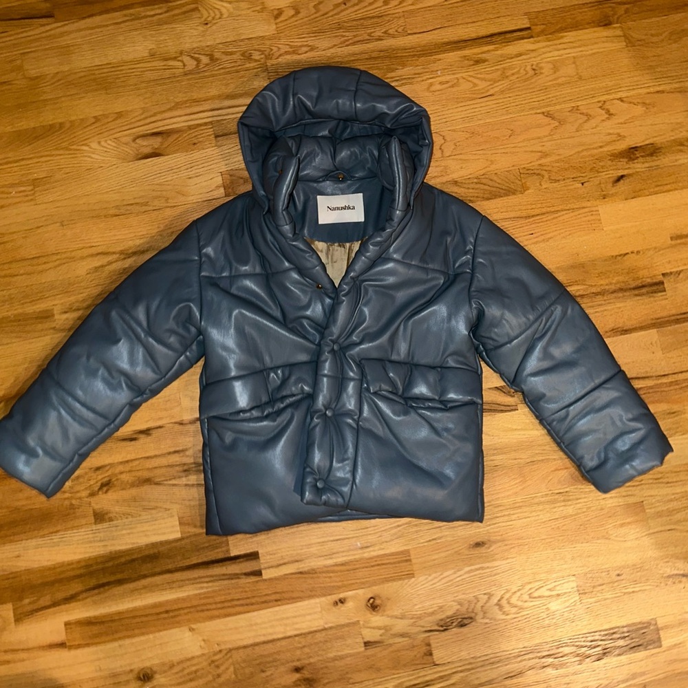 NANUSHKA Blue Vegan Leather Puffer Mens L